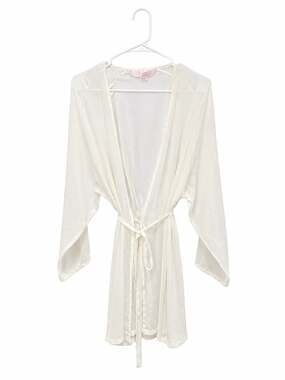 Victoria's Secret White Sheer Satin Short Kimono Robe
